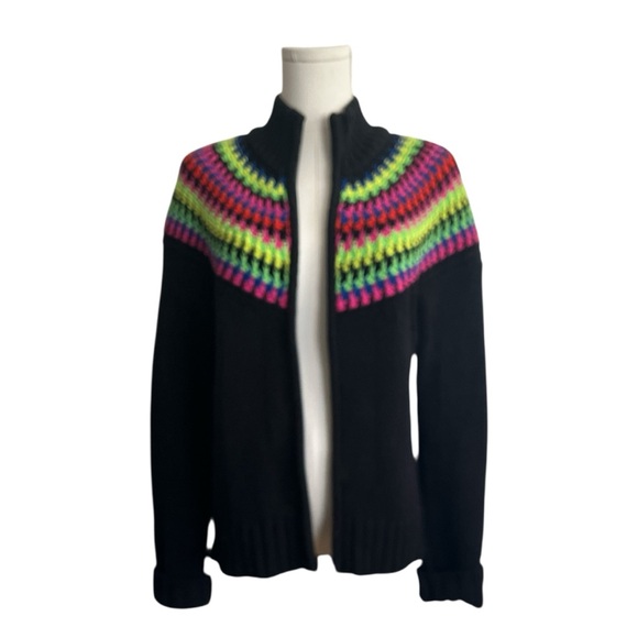 Ralph Lauren Women’s Black Full Zip Colorful Rainbow Striped  Cardigan 
Size M - Picture 1 of 8